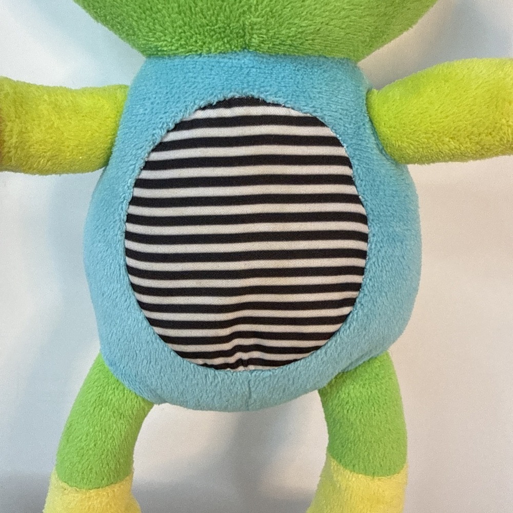 Carters Poseable Velour Stripe Frog Rattle Plush Soft Toy Stuffed 10" - Picture 3 of 7